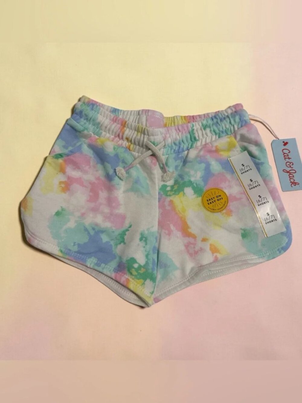 Cat & Jack Girls Tie Dye Shorts Pastel Pull On Summer Casual Size S NWT - Picture 3 of 4